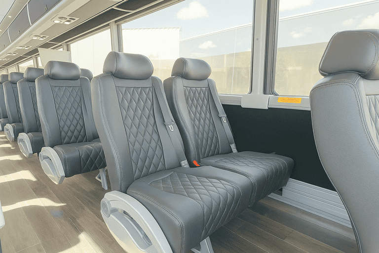 interior of Bakersfield Coach Bus Service charter bus