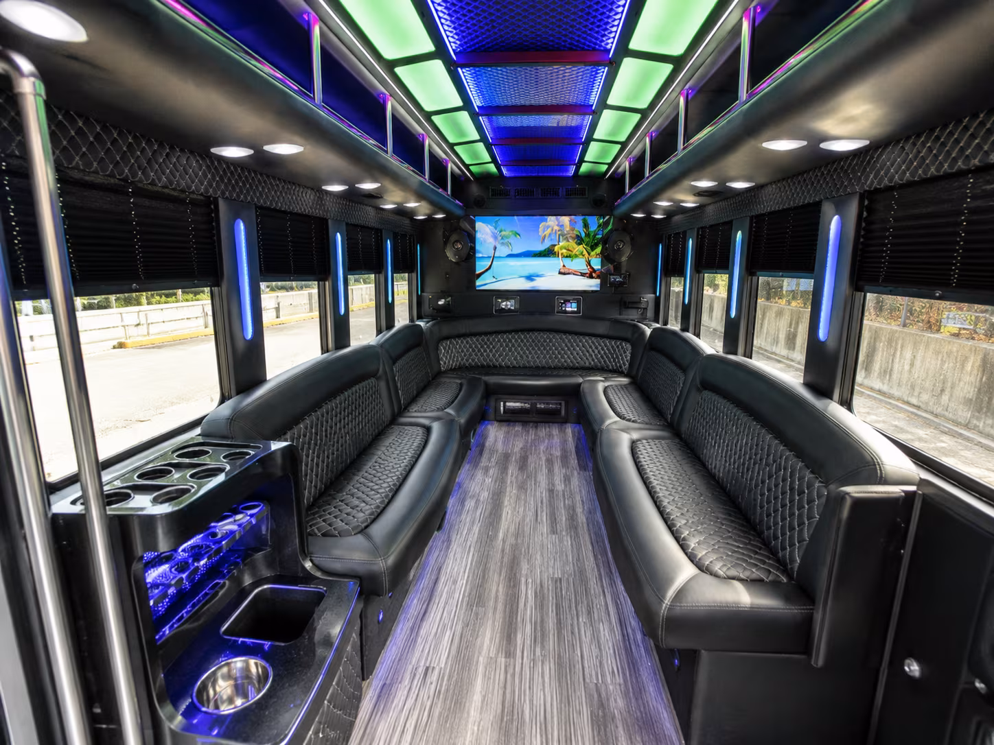 bakersfield 18 passenger party bus inside